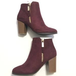 Apt 9 High Heel Ankle Boots Wine Round Toe